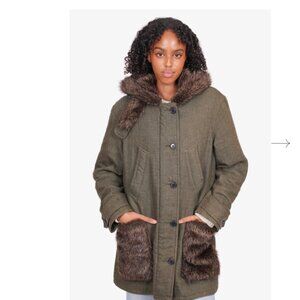 Smythe wool blend jacket with faux fur